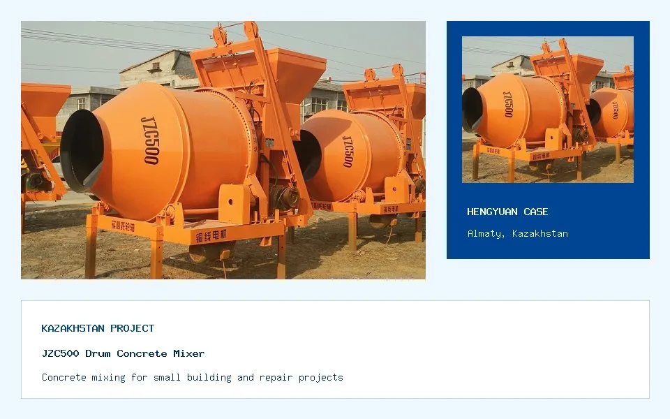 JZC500 Drum Concrete Mixer Small Building Project in Kazakhstan