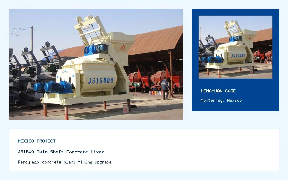 JS1500 Twin Shaft Concrete Mixer Ready Mix Project in Mexico
