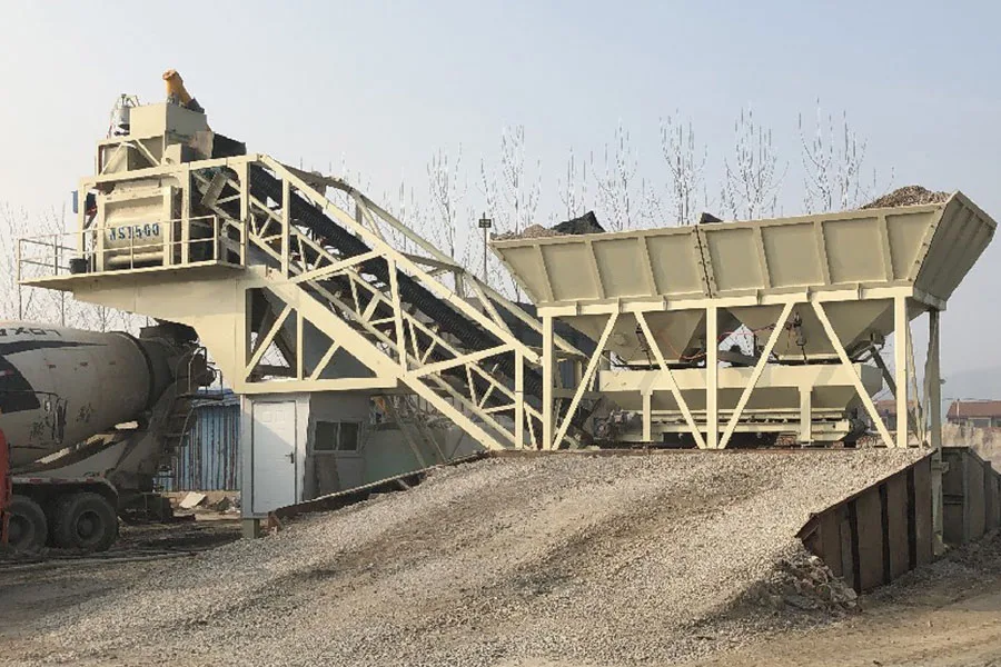 YHZS75 Belt Conveyor Mobile Concrete Batching Plant