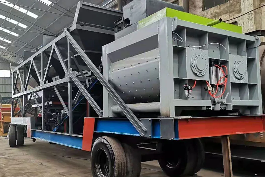 YHZS35 мобильный бетонный завод с ленточным конвейером