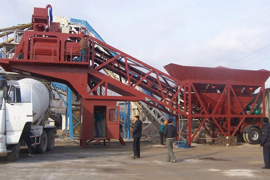 YHZS75 Belt Conveyor Mobile Concrete Batching Plant